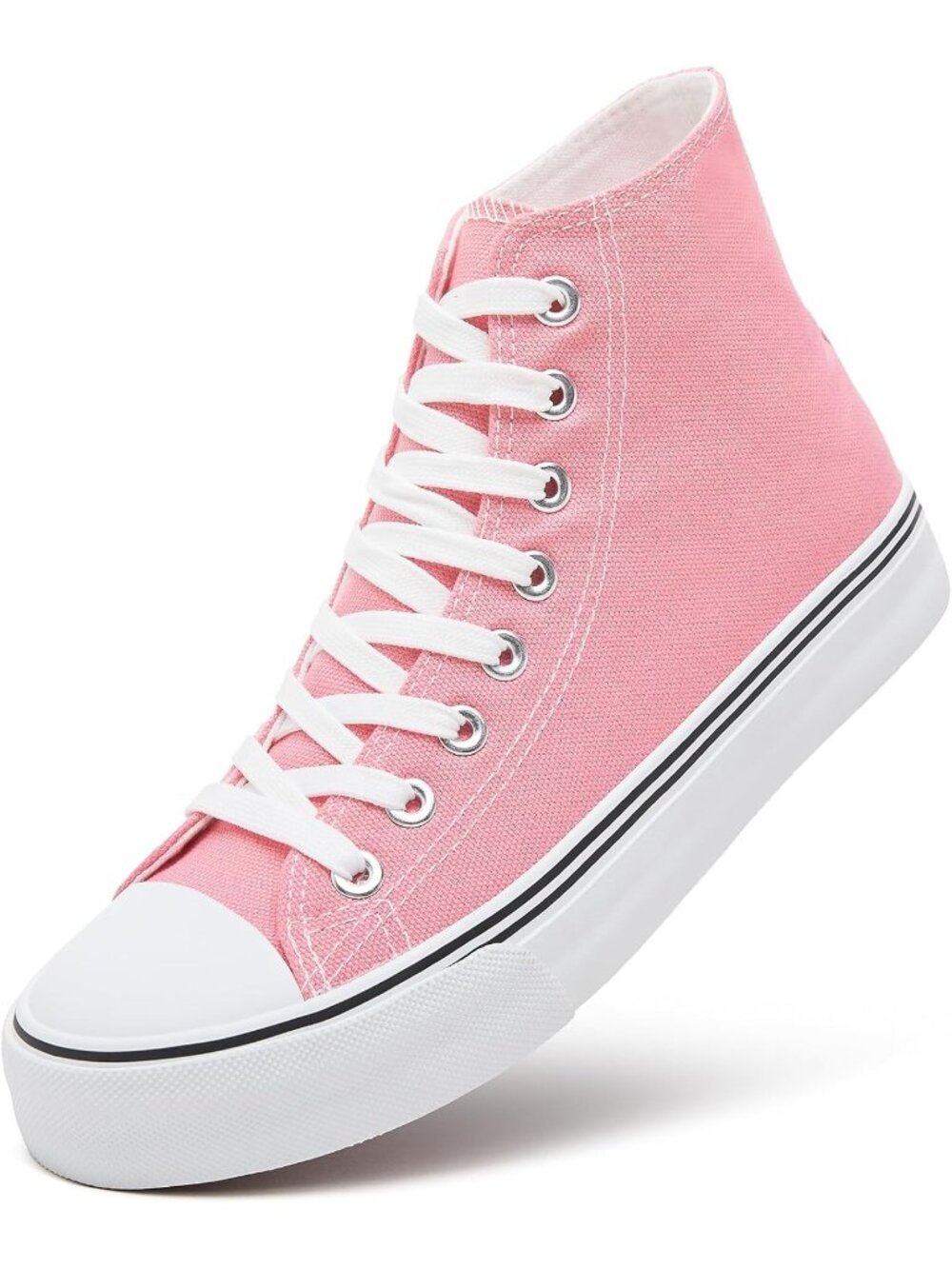 Women's Pink Stylish High Top Lace-up Casual Tennis Walking Shoe Fashion Sneaker